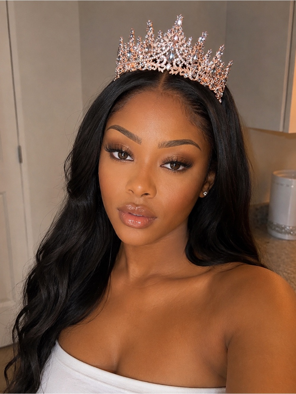Rose Gold Crystal Tiara Crown